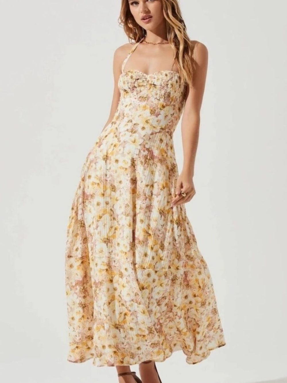 💛 ASTR the label Yellow Floral Maxi Dress